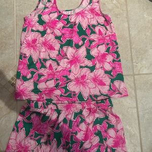 Lilly Pulitzer Pajama Pink and Green Tank Top and Shorts Set - new never worn